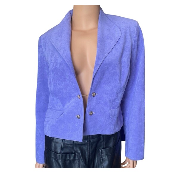 Ultrasuede Jackets & Blazers - Vtg Ultrasuede Cropped Jacket Sz 14 ( S / M ) Purple Blazer Vegan Suede Washable